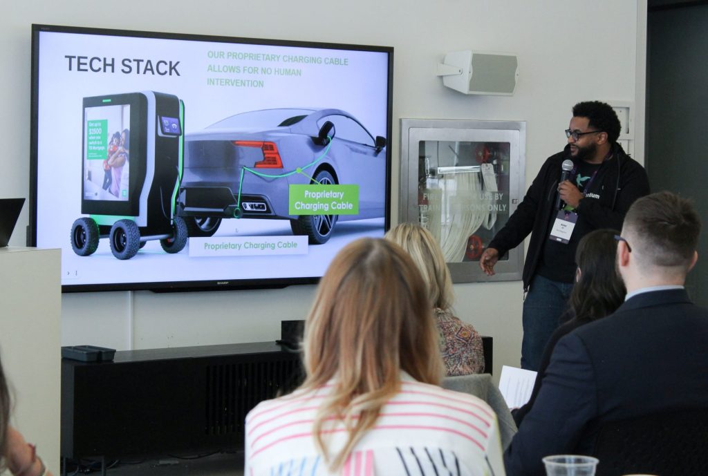 Abdel Ali presenting about Kiwi Charge