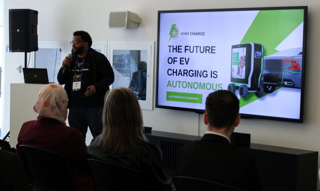 Abdel Ali presenting about Kiwi Charge