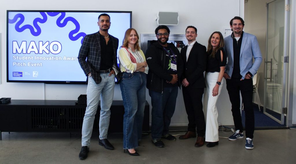 Winner, Adbel Ali, with the MAKO Student Innovation judges